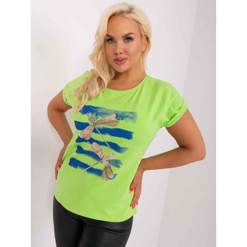 Dámské halenka s krátkými rukávy plus size ADOA světle zelená  