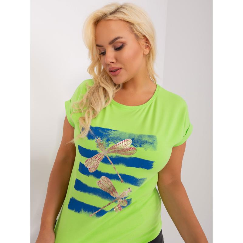 Dámské halenka s krátkými rukávy plus size ADOA světle zelená  