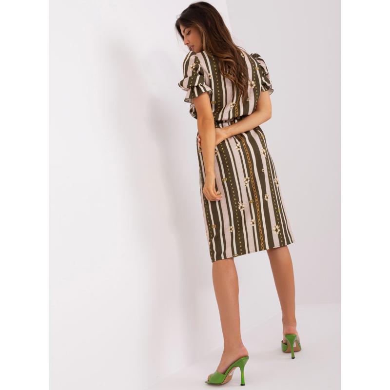 Dámské šaty s potiskem a krátkým rukávem FELICIA khaki 