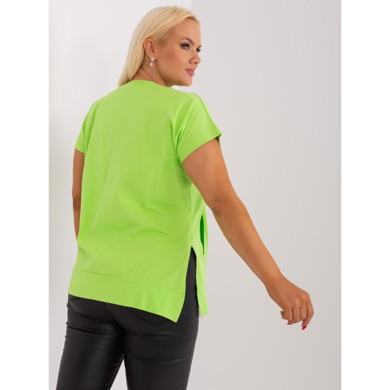 Dámska plus size blúzka basic s vreckami CARLA svetlozelená