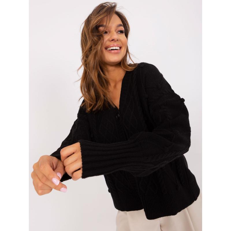 Női oversize gyapjú pulóver AZALEA fekete