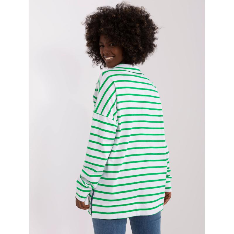 Női plus size blúz résszel ANGELA fehér és zöld