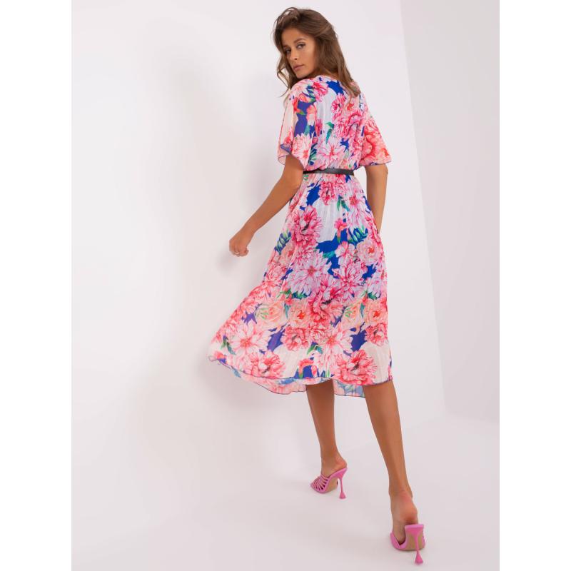 Dámske kvetinové šaty tmavomodro-ružové