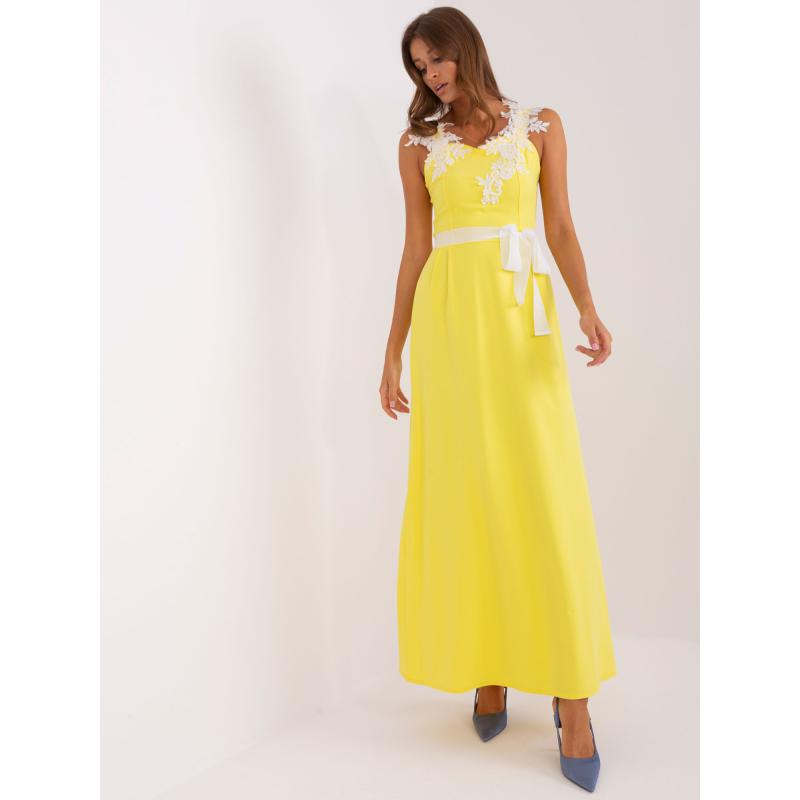 Dámské šaty s aplikacemi maxi SASHA žluté