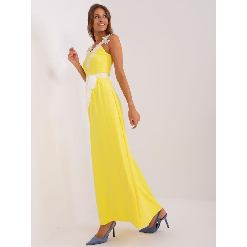 Dámské šaty s aplikacemi maxi SASHA žluté
