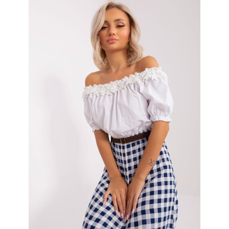 Női kockás ruha Spanish BETHAN ekrü kék