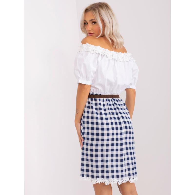 Női kockás ruha Spanish BETHAN ekrü kék