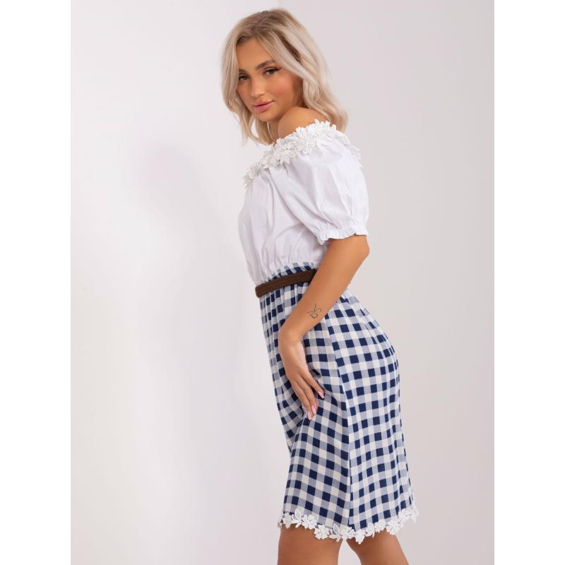 Női kockás ruha Spanish BETHAN ekrü kék