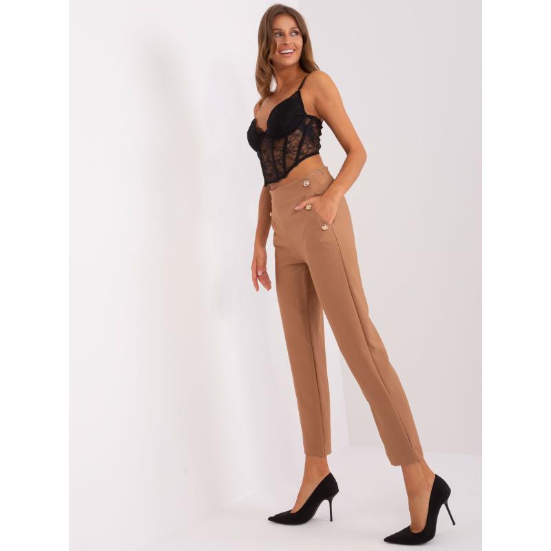 Dámské kalhoty s kapsami OCH BELLA hnědé 