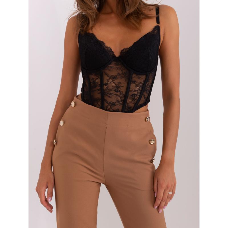 Dámské kalhoty s kapsami OCH BELLA hnědé 