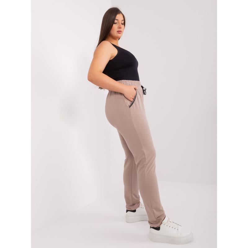 Dámské tepláky s nohavicemi plus size SAVAGE béžové