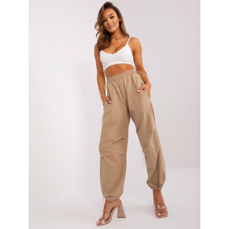 Dámské kalhoty s manžetami OCH BELLA béžové 