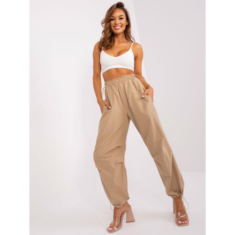 Dámské kalhoty s manžetami OCH BELLA béžové 