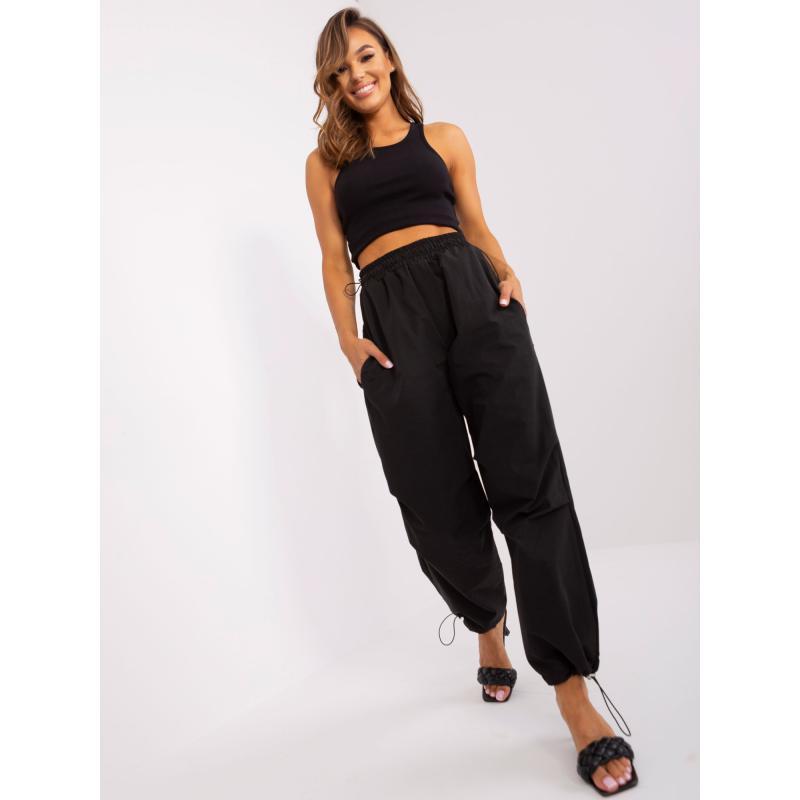 Dámské kalhoty s vysokým pasem OCH BELLA černé 