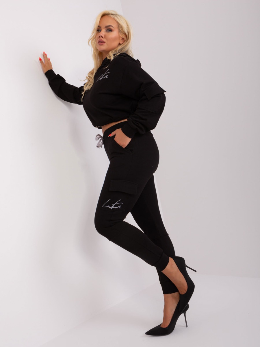 Dámska súprava plus size cargo nohavíc SAMA čierna