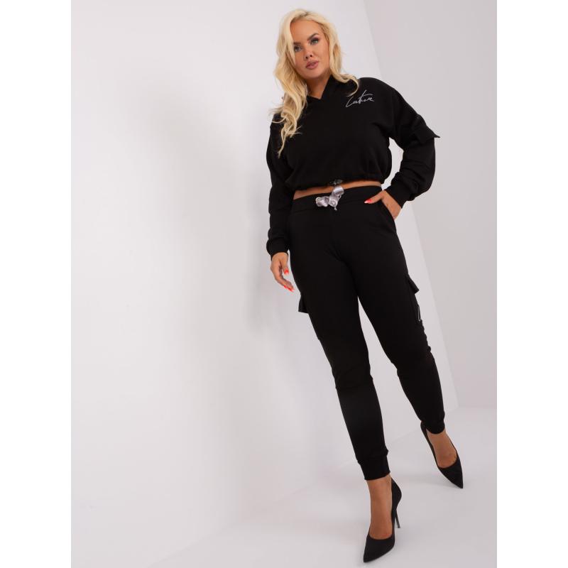 Dámský komplet s cargo kalhotami plus size SAMA černý  