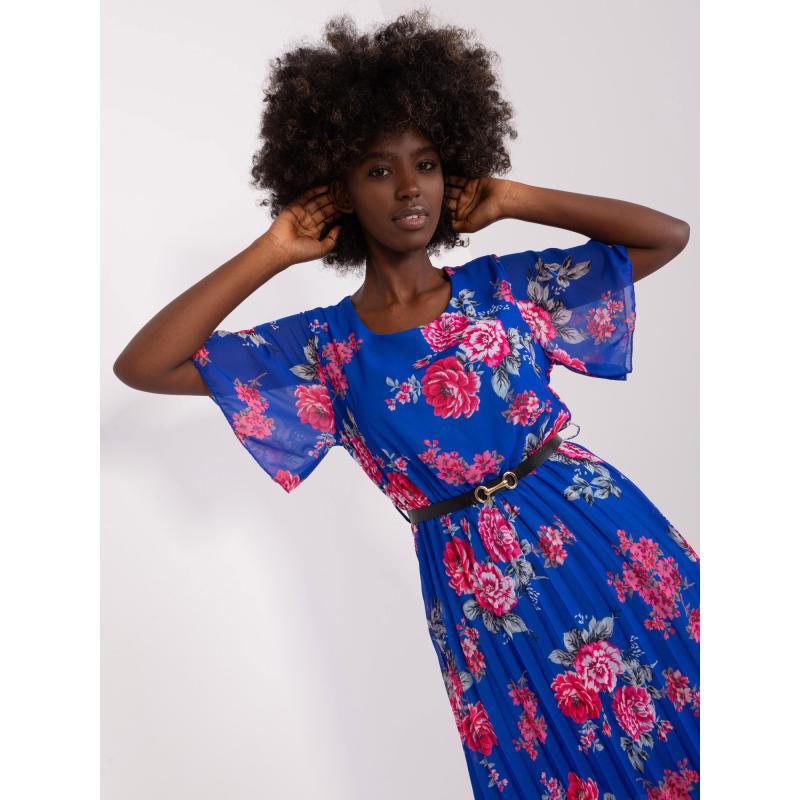 Női virágos ruha GEMMA kobaltkék