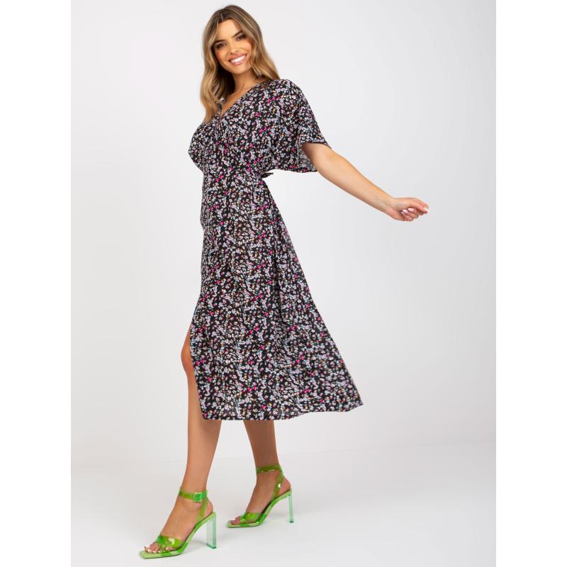 Női virágos midi ruha RUE PARIS fekete