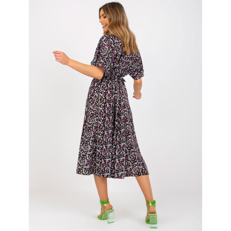 Női virágos midi ruha RUE PARIS fekete