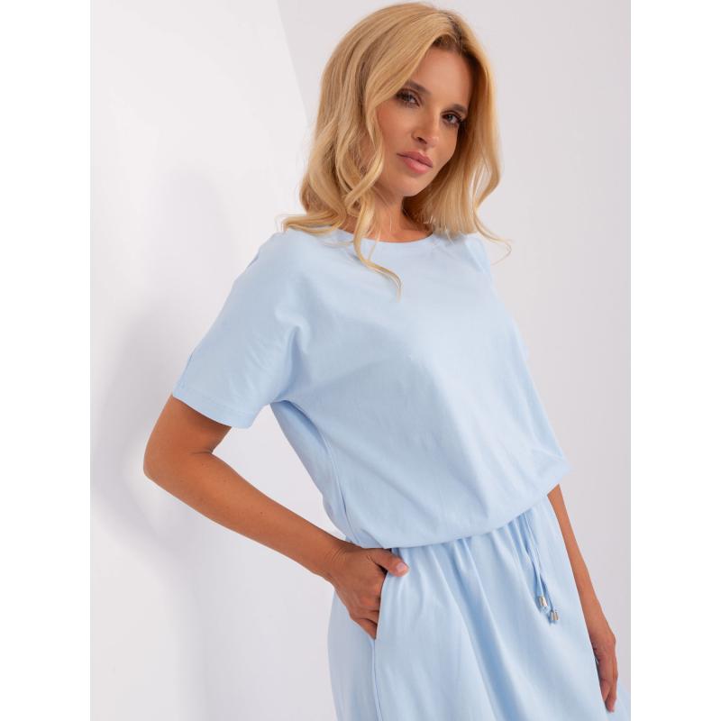 Dámské šaty s žebrovaným lemem maxi BARBORA světle modré  