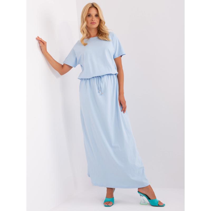 Dámské šaty s žebrovaným lemem maxi BARBORA světle modré  