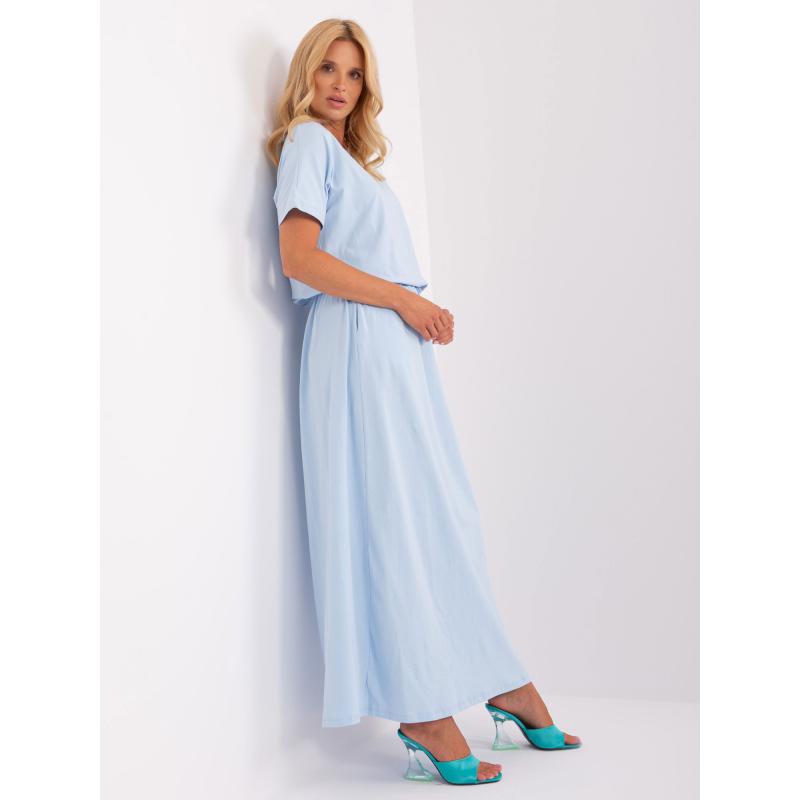 Dámské šaty s žebrovaným lemem maxi BARBORA světle modré  