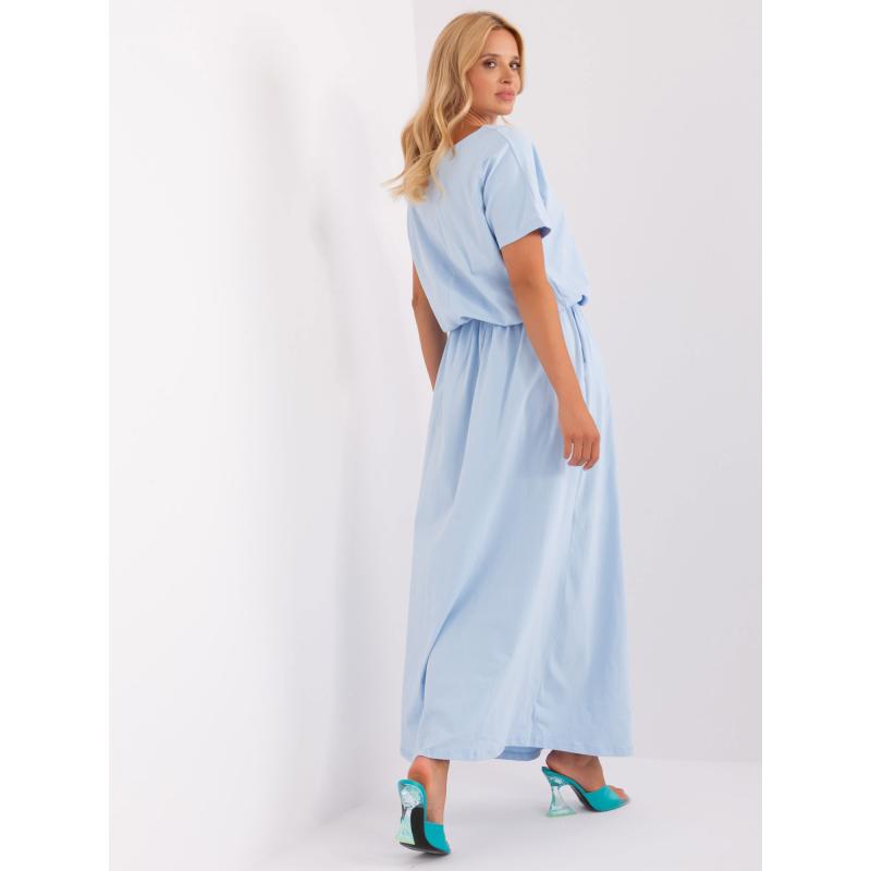 Dámské šaty s žebrovaným lemem maxi BARBORA světle modré  