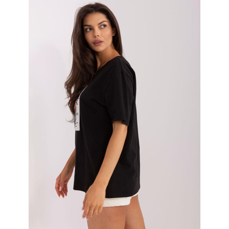 Dámské tričko volného střihu s potiskem EMILIE černé 