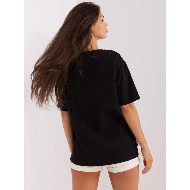 Dámské tričko volného střihu s potiskem EMILIE černé 