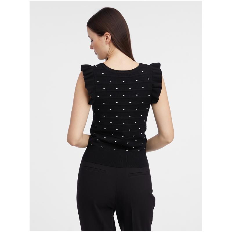 Černé dámské puntíkované svetrové tričko