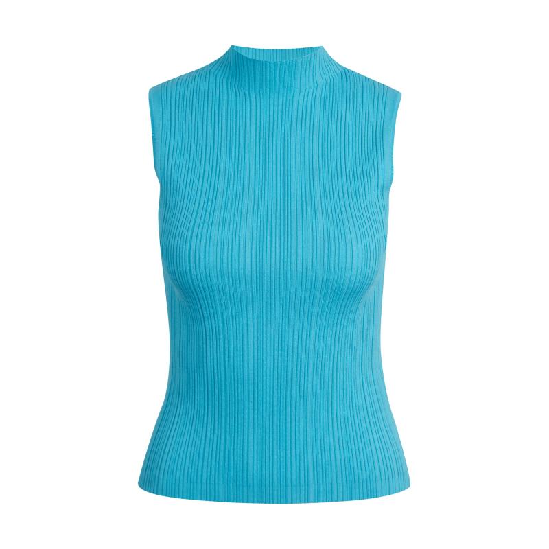 Modré dámske tričko so svetrom