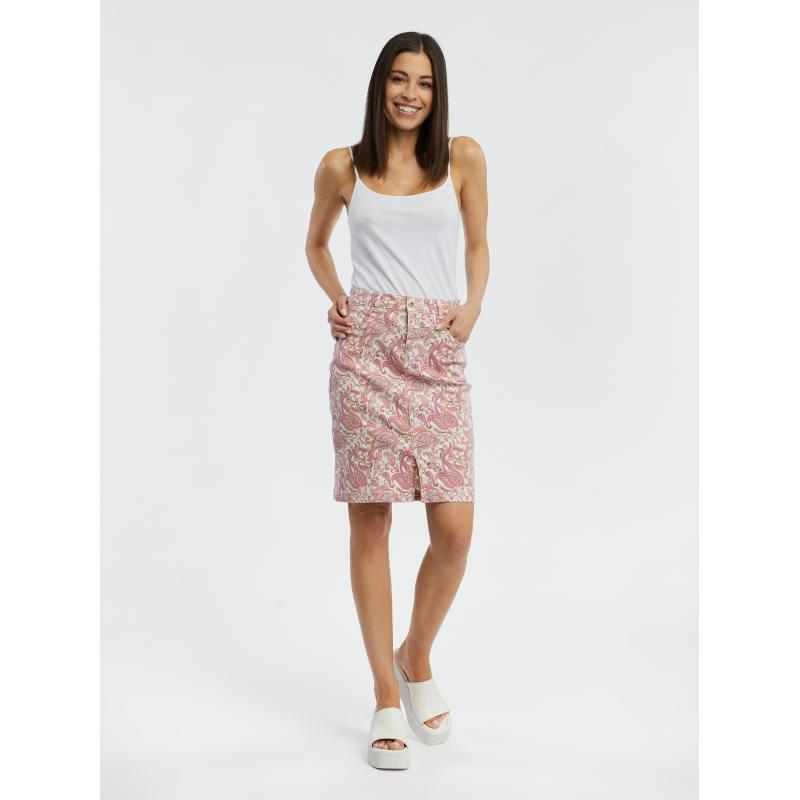 Růžová dámská vzorovaná džínová sukně