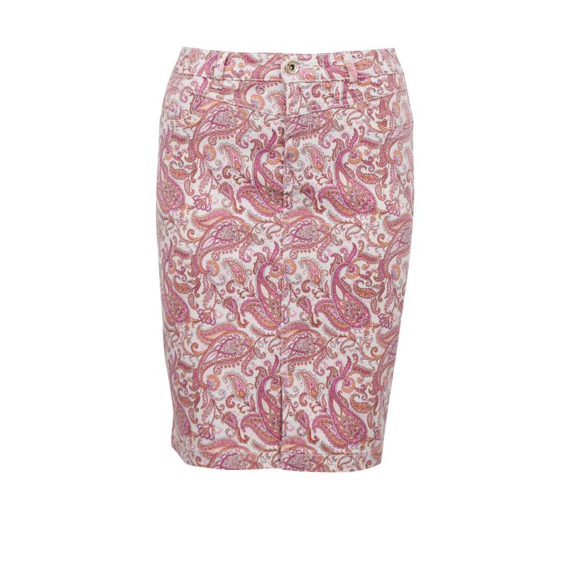 Růžová dámská vzorovaná džínová sukně