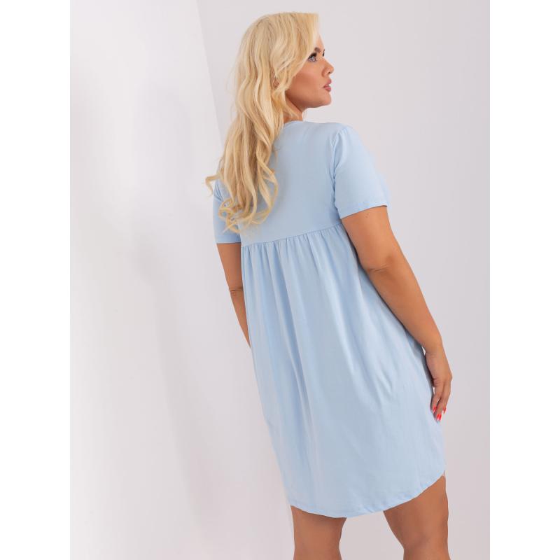 Dámské šaty z bavlny plus size EZER světle modré 