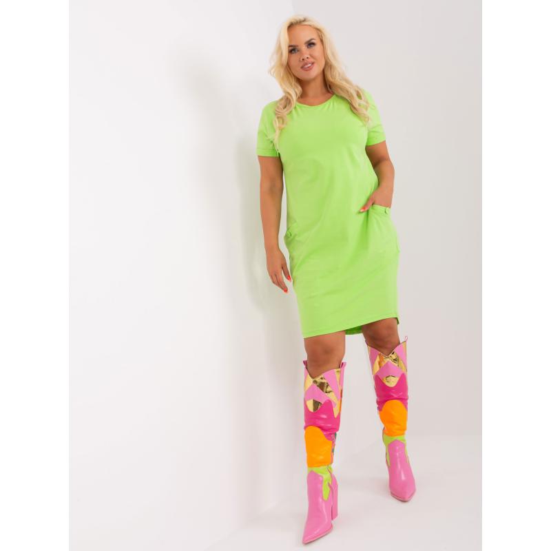 Női rövid ujjú plus size ruha ANETA világoszöld