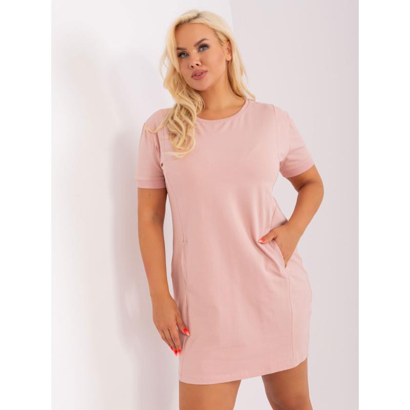Dámské šaty plus size DALA světle růžové 