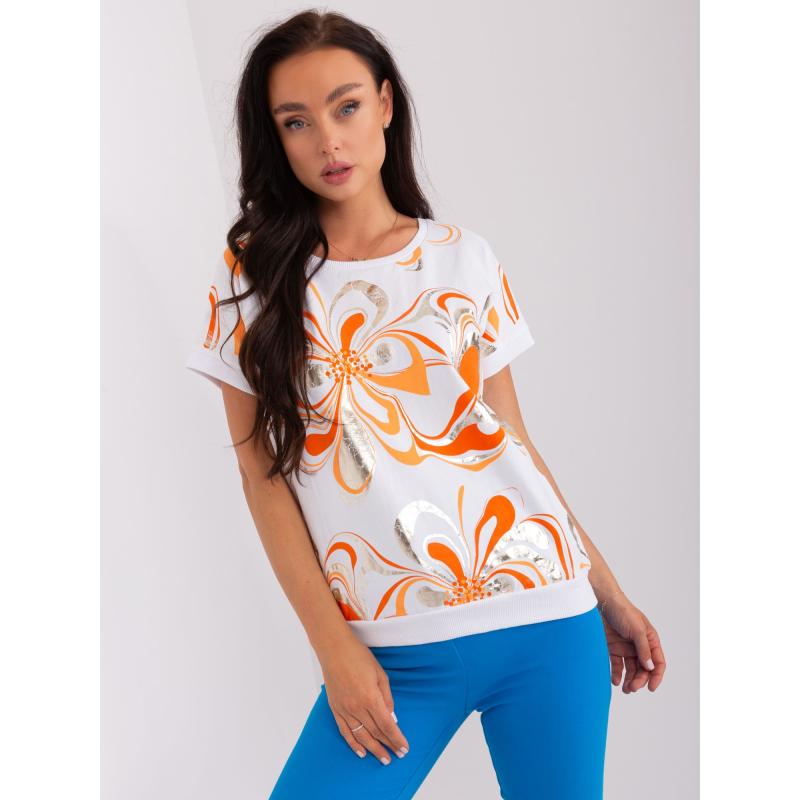 Női nyomtatott blúz CIA fehér és narancssárga