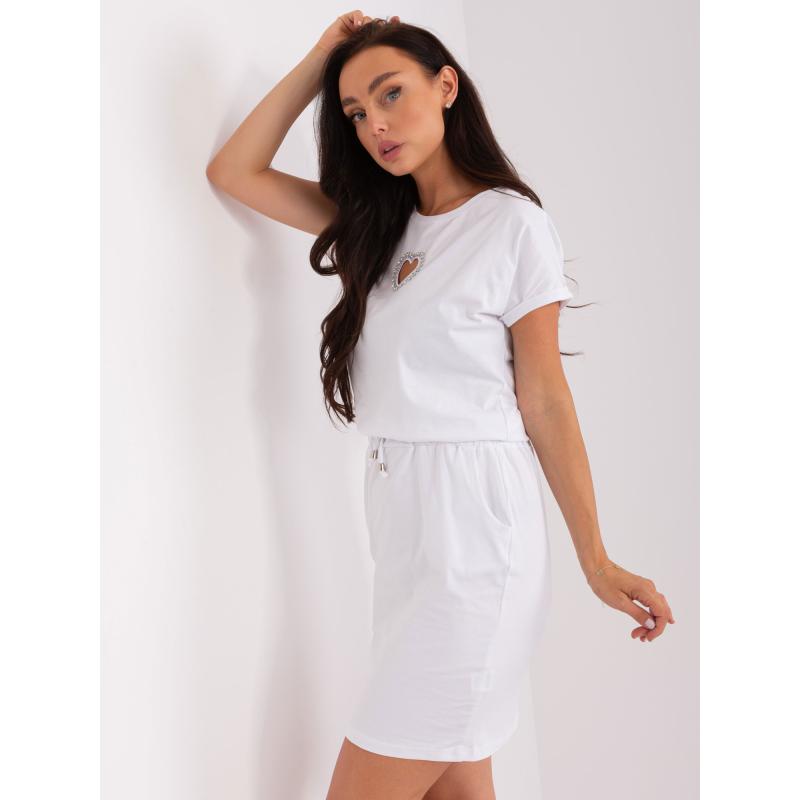 Dámské šaty s žebrovaným lemem RONALDA bílé 