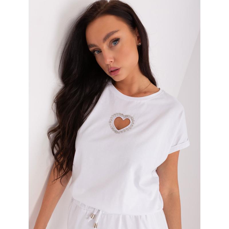 Dámské šaty s žebrovaným lemem RONALDA bílé 