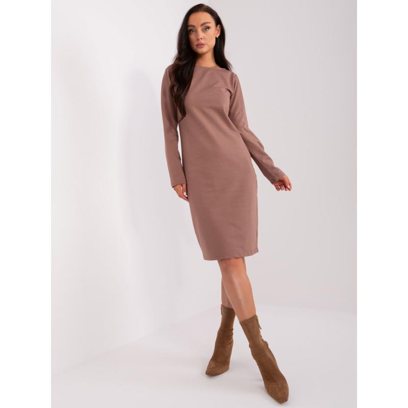 Dámské šaty s dlouhým rukávem NAVAH hnědé 