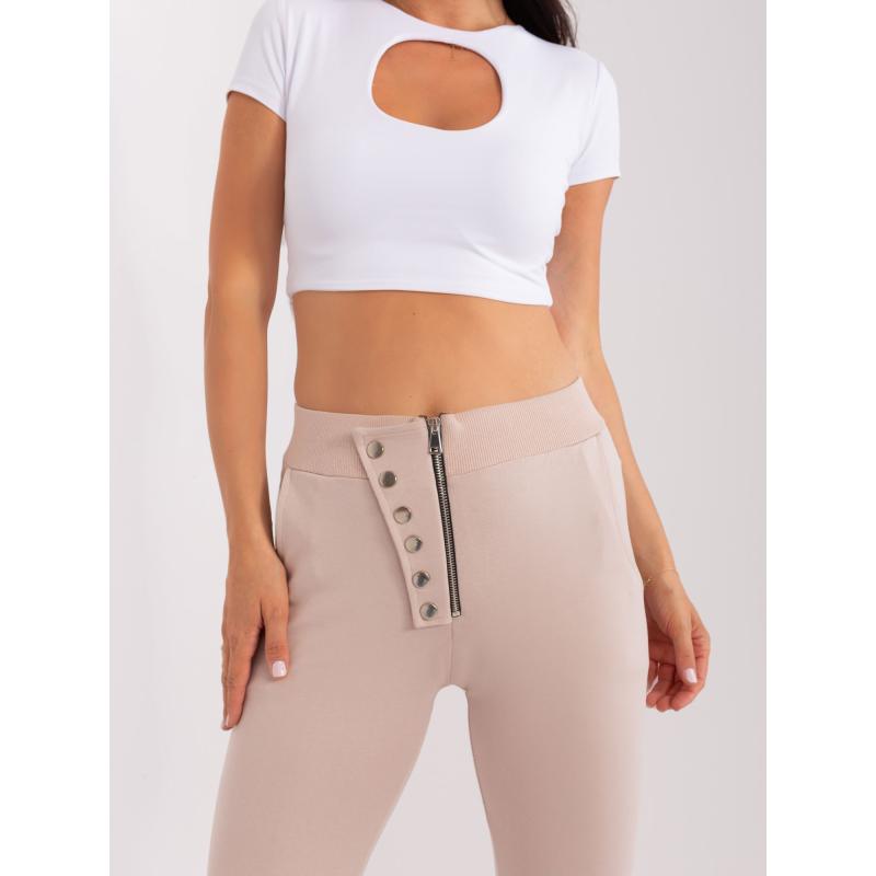Dámské kalhoty s knoflíky MERA béžové