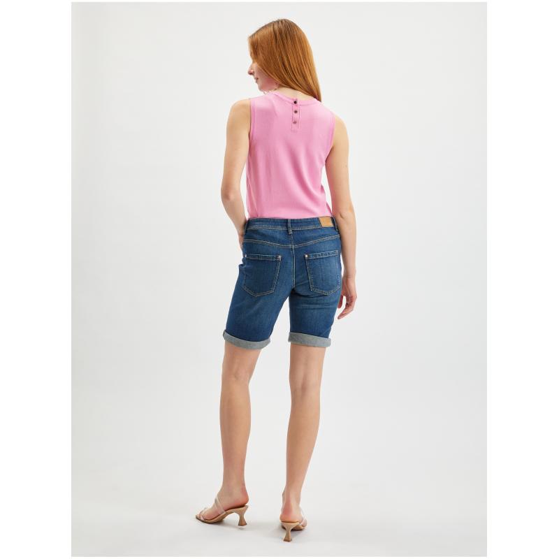 Tmavomodré dámske džínsové šortky