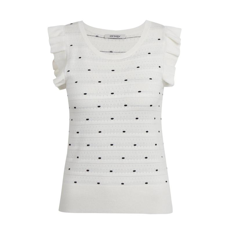 Fehér női pöttyös pulóveres ing