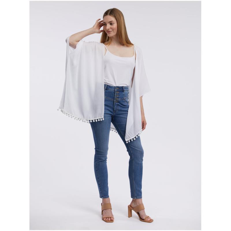 Bílý dámský přehoz s krajkou