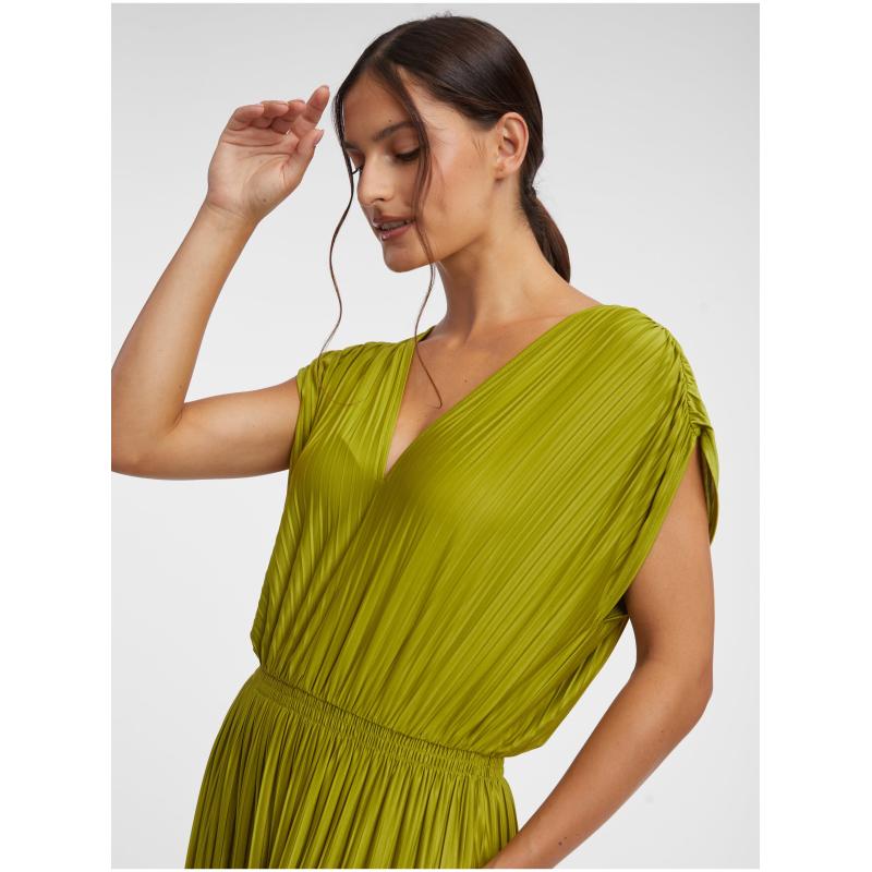 Zelené dámské plisované maxišaty