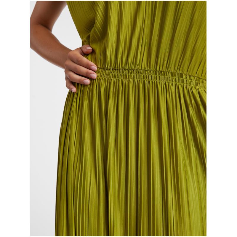 Zelené dámské plisované maxišaty