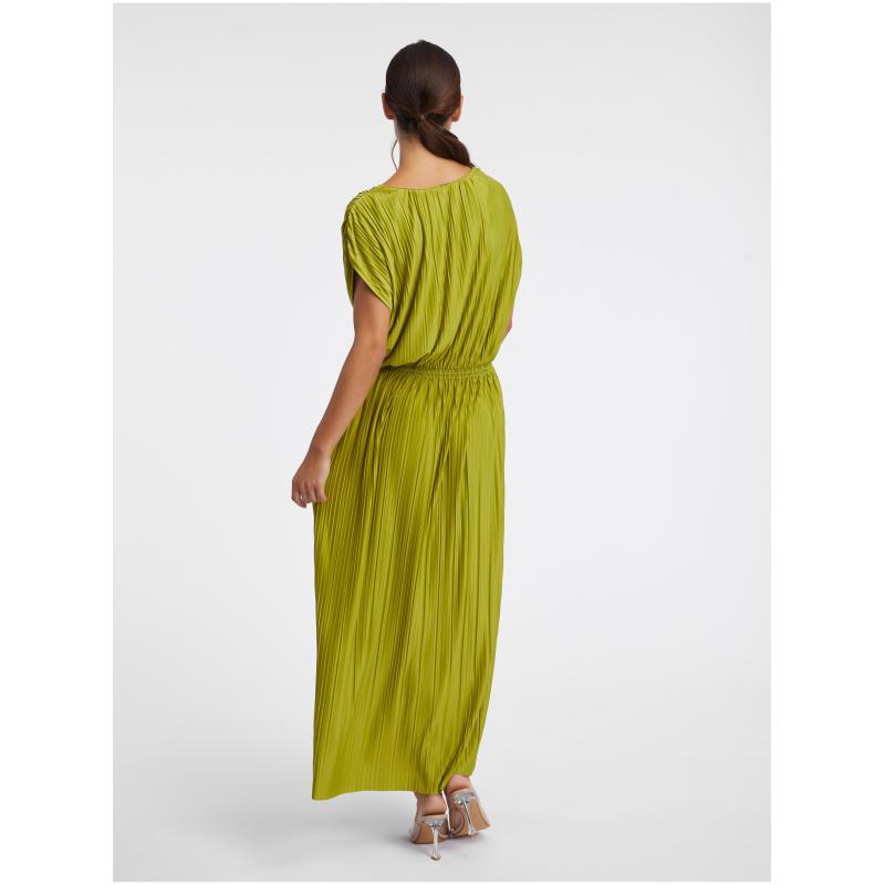 Zelené dámské plisované maxišaty