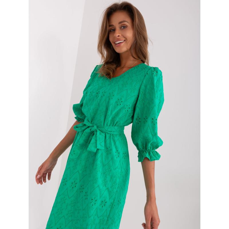 Dámské šaty s 3/4 rukávy MAATHA zelené 