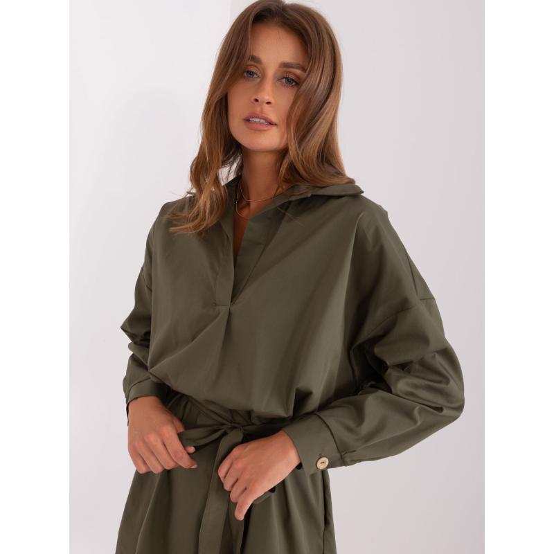 Dámské šaty s páskem ZULUNA khaki  