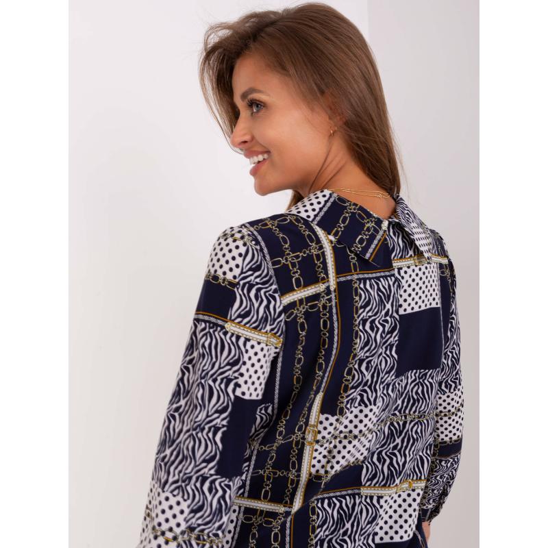 Dámská košile s potiskem a límečkem AZORA námořnicky modrá 